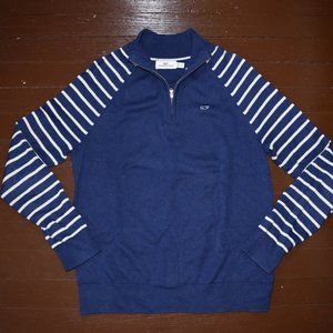 Vineyard Vines 1/4-Zip Sweater w/ Striped Sleeves